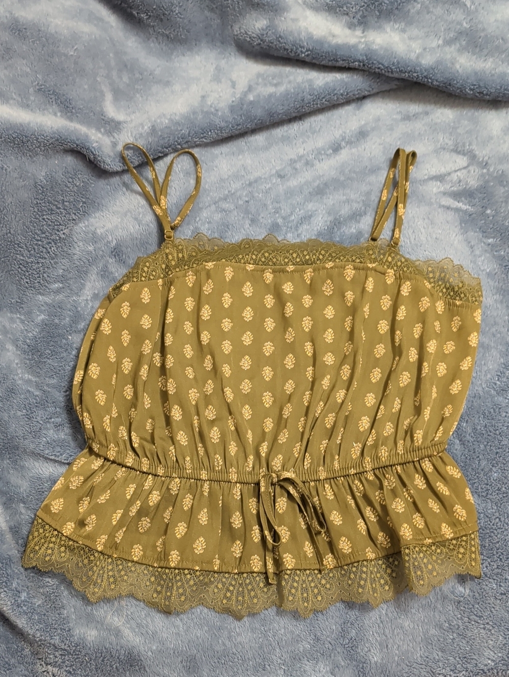 Auden Olive Green Lace-Trim Floral Cami